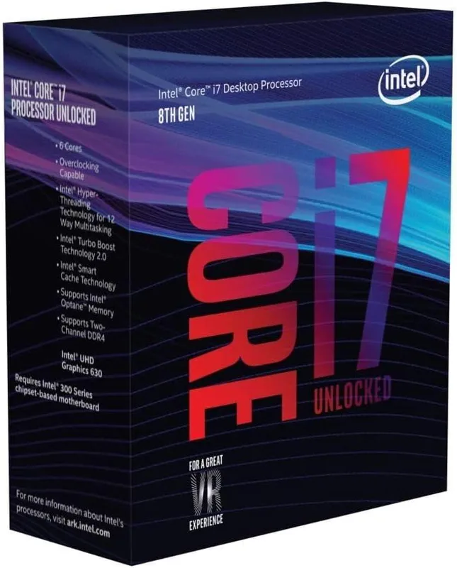 Intel Core i7-8700K processor (8:e generationens Intel Core i7, 3,7 GHz, 12 MB Smart Cache, PC, 14 nm, 8 GT/s) (renoverad)