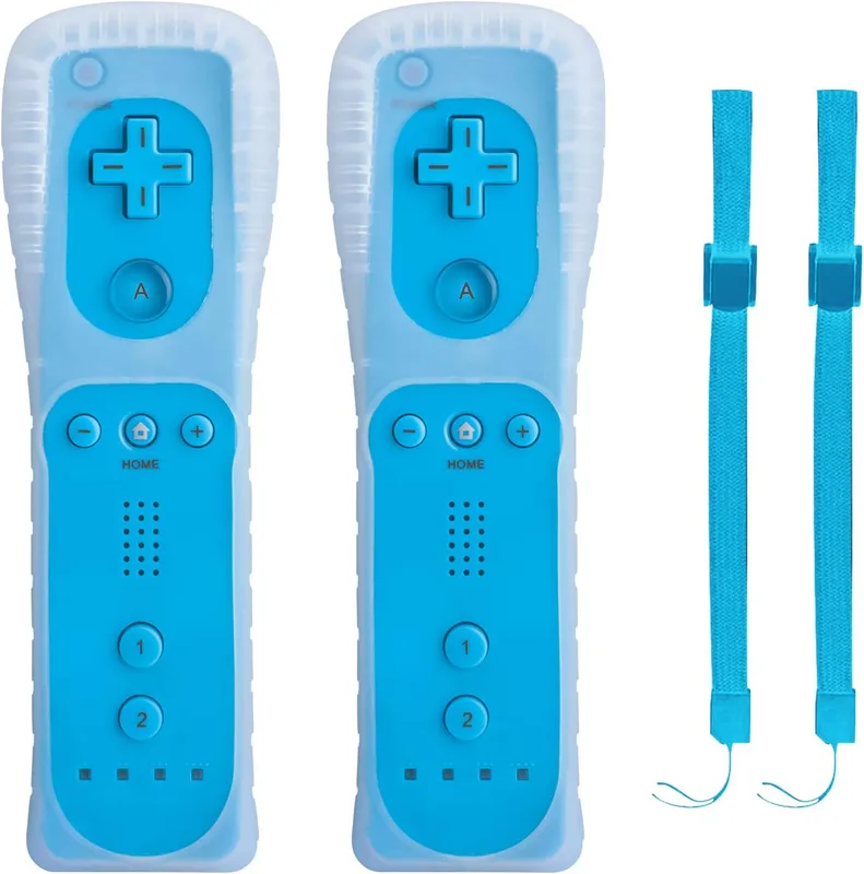 Set med 2 WII handkontroller med fjärrkontroll och Motion Plus-silikonrem