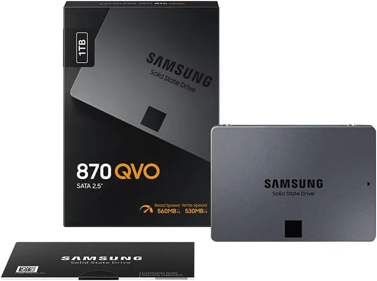 Samsung 870 QVO 2 TB SATA 2.5 Inch Internal Solid State Drive (SSD) (MZ-77Q2T0), Black