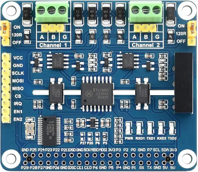 Waveshare 2-Channel Isolated RS485 Expansion HAT for Raspberry Pi