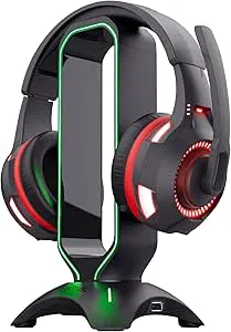 SUPPORT GAMING CINTAR RGB POUR CASQUE MICRO AVEC 2 PORTS USB