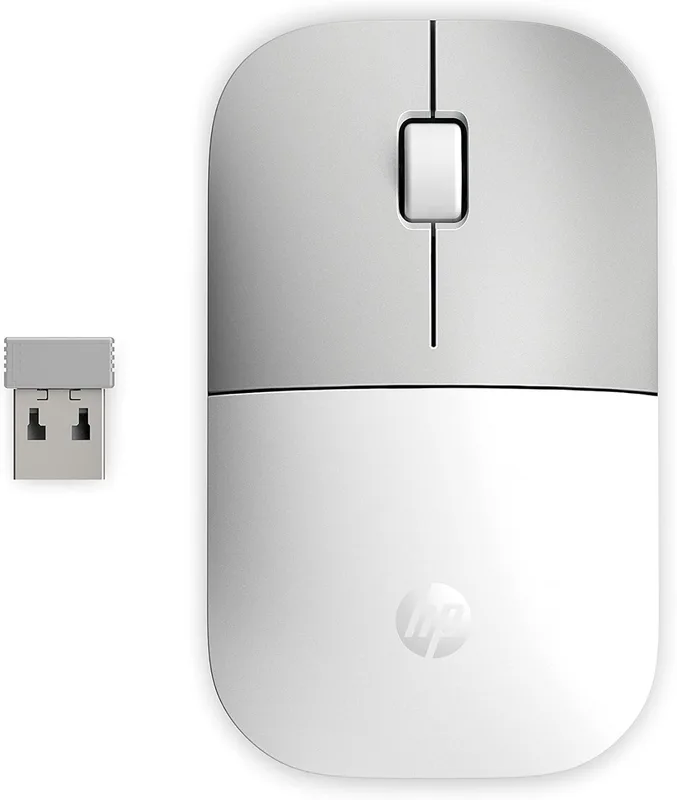 HP Z3700 Trådlös mus, exakt sensor, blå LED-teknik, 1200 DPI, 3 knappar, rullhjul, 2,4 GHz trådlös USB-mottagare ingår, Praktisk och bekväm design, ke