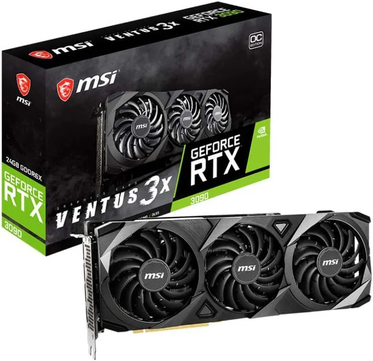 GeForce RTX 3090 VENTUS 3X 24G OC spelgrafikkort – RTX 3090, 24 GB GDDR6X, PCI Express Gen 4, DisplayPort v1.4a, HDMI 2.1, 4K-upplösning, Ray Tracing