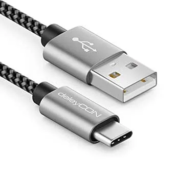 deleyCON 0,5m Nylon USB-C-Kabel 50 cm Kort
