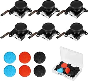 EEEKit 6 st ersättningsjoystick, 3D-omkopplare, analoga joysticks, vänster/höger, rocker, kompatibel med Nintendo Switch Joy-Con Controller med 6 st Caps Stick-ersättning