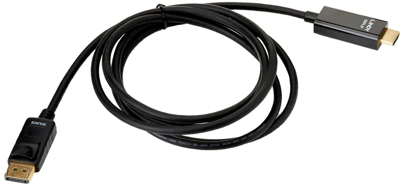 Lindy 41499 videokabel adapter 2 m HDMI + USB Type-A DisplayPort Sort