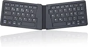 Perixx PERIBOARD-805 Ergo, trådlöst vikbart ergonomiskt tangentbord, mycket tunn design att bära när du reser, kompatibel med iOS, Android, Windows-enheter, mörkgrå, 11681