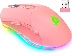 KLIM Blaze - RGB trådlös gamermus - ny 2023 - uppladdningsbar - hög precisionssensor med långvarigt batteri - 6 000 DPI justerbar - PC Mac PS4 PS5 - lägen och trådlös (rosa)