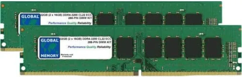 32GB (2 x 16GB) DDR4 3200MHz PC4-25600 288-PIN ECC DIMM (UDIMM) MINNE RAM KIT FÖR SERVERAR/ARBETSSTATIONER/MOTORBOARDS