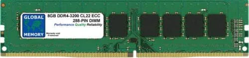 8GB DDR4 3200MHz PC4-25600 288-PIN ECC DIMM (UDIMM) MINNE RAM FÖR SERVERAR/ARBETSSTATIONER/MOTORBOARDS