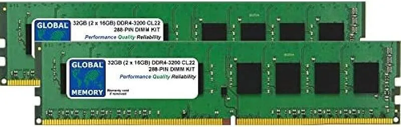 32GB (2 x 16GB) DDR4 3200MHz PC4-25600 288-PIN DIMM MINNE RAM KIT FÖR PC-DATORER/MOTORBOARDS