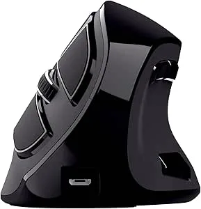 Trust Voxx vertikal ergonomisk mus, uppladdningsbar trådlös mus, Bluetooth / 2,4 GHz, 1200-2400 DPI, 9 knappar, LED-display, programmerbara knappar, för PC, dator, Mac, bärbar dator