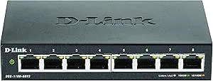 D-Link DGS-1100-08V2/E 8-Portars Gigabit Smart Managed Switch med VLAN support, lager 2-funktioner, QoS, 802.3az EEE, Fläktlös
