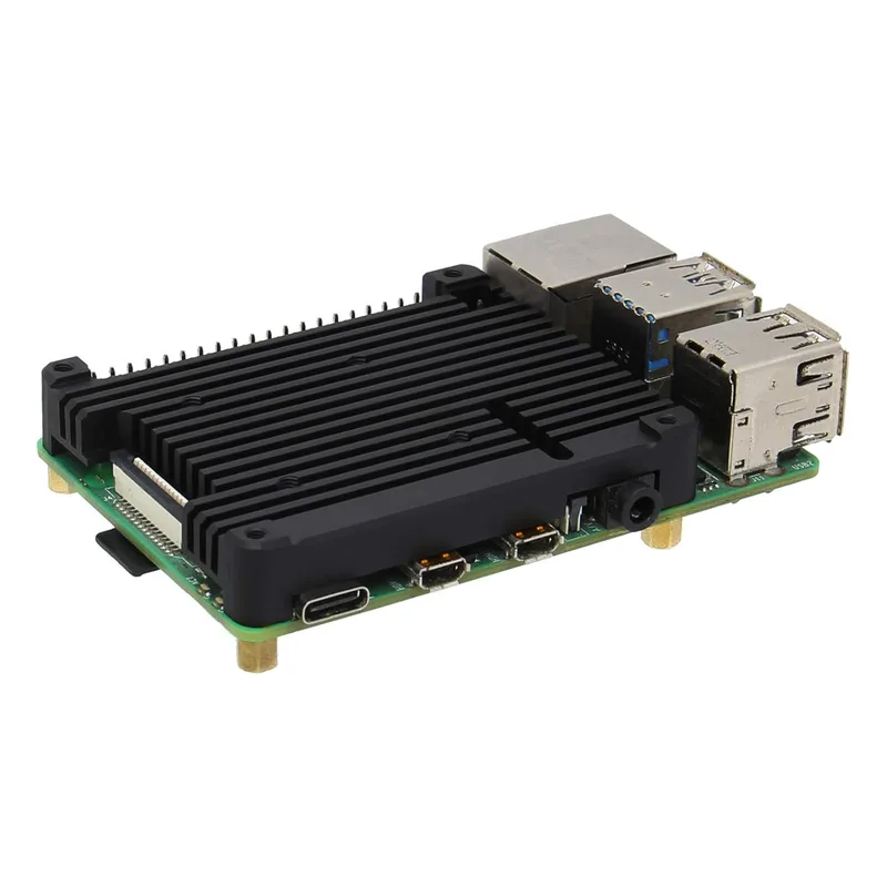 Geekworm Raspberry Pi 4 kylfläns, effektiv passiv kylande aluminium kylfläns för Pi 4 Model B & PoE/hattbrädor, lågprofil kompatibel med RPI 4 1GB/2GB/4GB/8GB (P165-B)