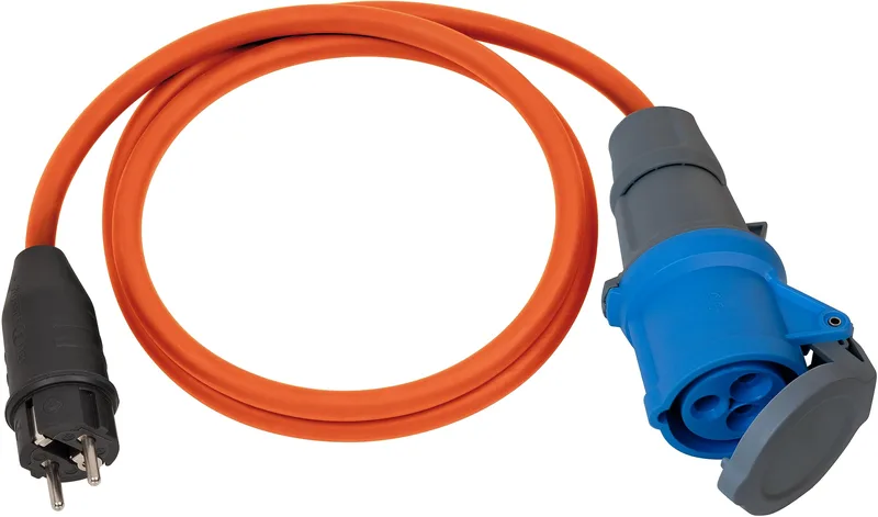 Brennenstuhl Camping adapterkabel/CEE-adapter med skyddskontakt och CEE-koppling (1,5 m kabel i orange, H07RN-F 3G2,5, 230 V/16 A, för konstant använd