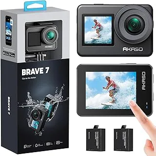 AKASO Modig 7 actionkamera, IPX8 vattentät inbyggd 4K 20MP WiFi-kamera med pekskärm EIS 2.0 Zoom stöder extern mikrofon röststyrning vlog-kamera