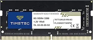 Timetec 8GB DDR4 3200MHz PC4-25600 Non-ECC Unbuffered 1.2V CL22 1Rx8 Single rank 260-pin SODIMM kompatibel med AMD och Intel Gaming Laptop Notebook PC