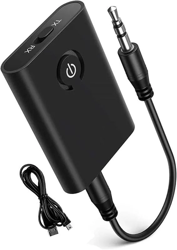 Bluetooth-adapter ljud 5.0, 2-i-1 Bluetooth-sändningsmottagare, Bluetooth-sändare mottagare, uttag 3,5 AUX för hörlurar,