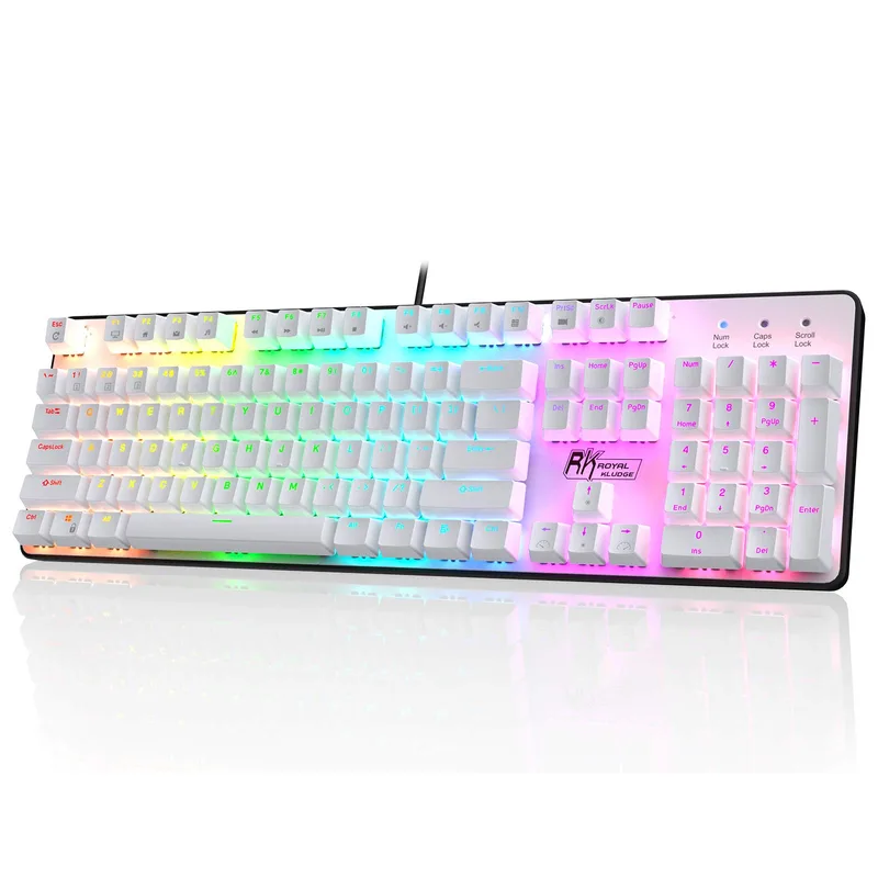 RK ROYAL KLUDGE RK920 mekaniskt tangentbord i full storlek, vit