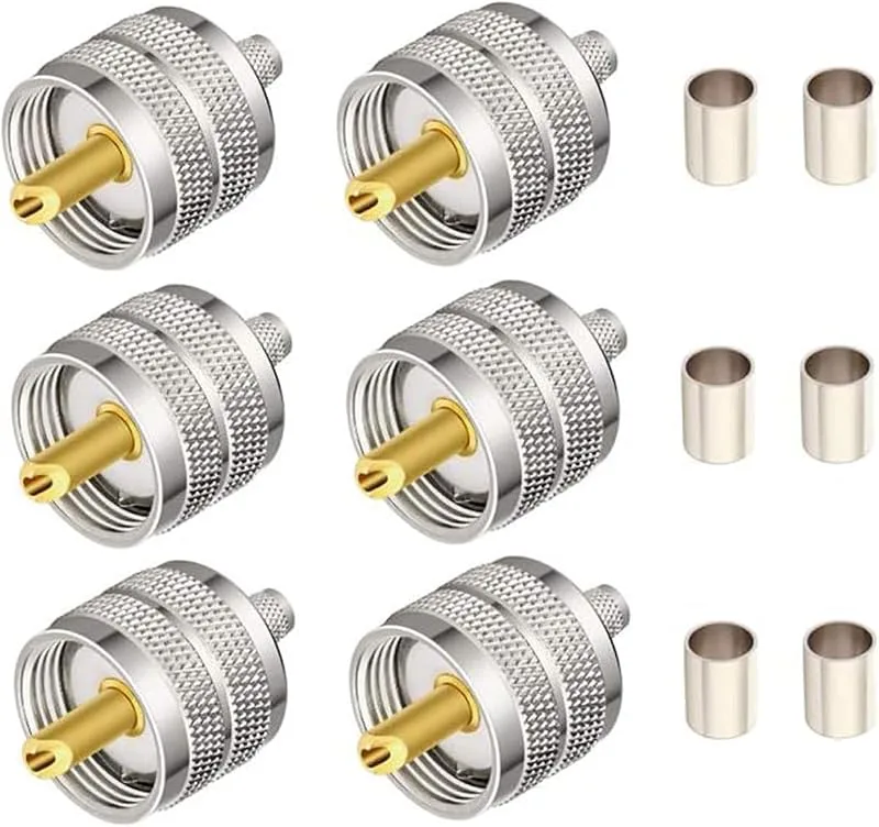 Greluma 6 st UHF PL-259 hankontakt crimp coax adapter