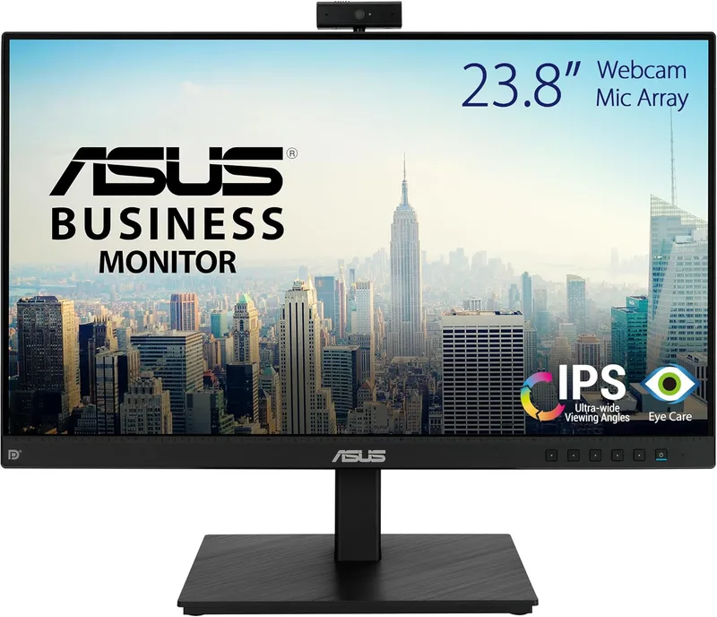 ASUS Business BE24EQSK – 24 tums full HD-skärm – 16:9 IPS-panel, 1920 x 1080 – ergonomisk, pivot, blåljusfilter, Mikrofon, DP, HDMI, D-Sub – ramlös, mini PC-fäste
