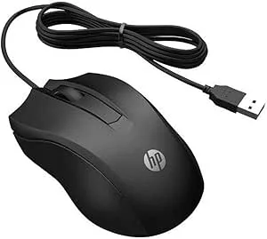 HP 100 mus (trådbunden mus, vänsterhänt, högerhänt, upp till 1 600 DPI, USB-A-port) svart
