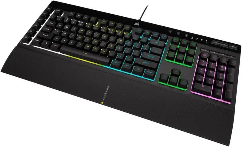 Corsair K55 RGB PRO gamingtangentbord med membranknappar, dynamisk RGB-bakgrundsbelysning, 6 tangenter, makrotangenter med Elgate Software Integration, Damm- och spilltålighet, QWERTY, svart : Corsair