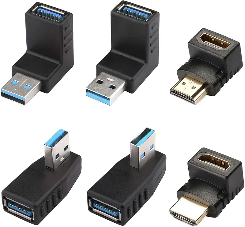 Greluma 4 stycken vinklade USB 3.0-adaptrar och 2 stycken HDMI-adaptrar