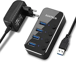 RSHTECH USB Hub Aktiv 3.0 med strömförsörjning