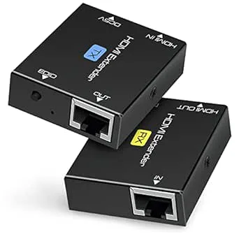 Ozvavzk HDMI Extender 200ft Over Cat5e/6/7 Ethernet HDMI-sändare mottagare stöd 1080p 3D HDCP EDID POC (Behöver endast TX-strömförsörjning för arbete)
