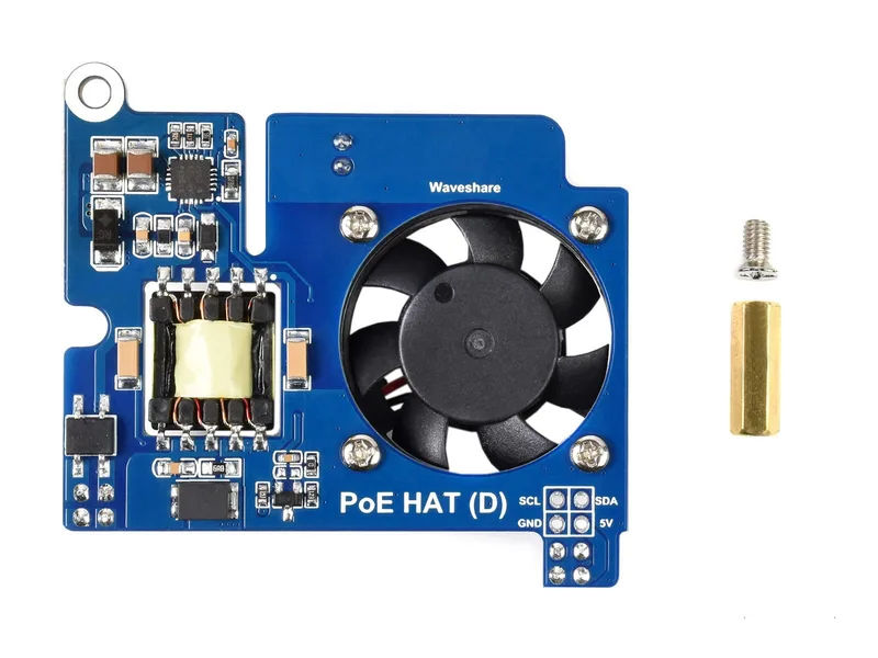 Waveshare PoE-HAT för Raspberry Pi 3B+/4B, typ D