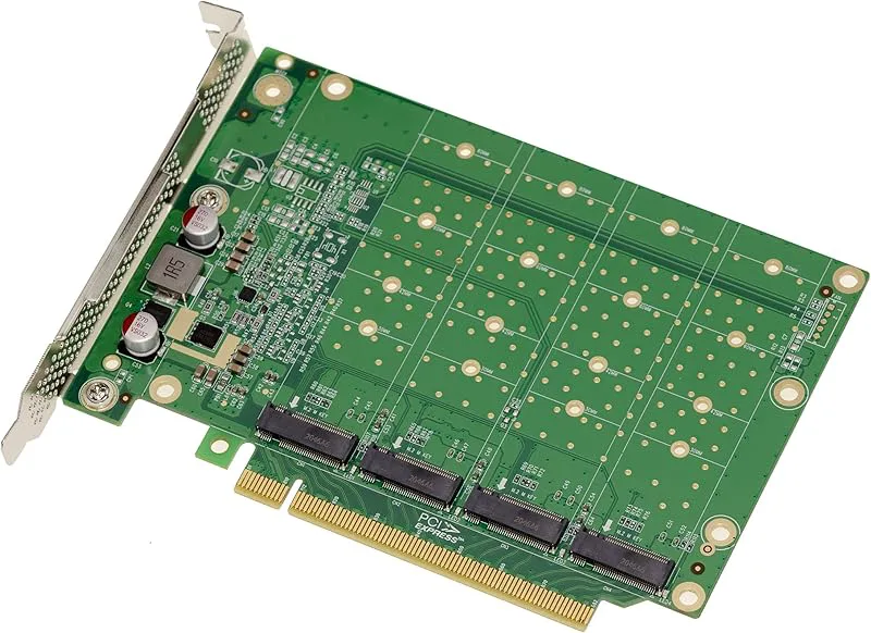 KALEA-INFORMATIQUE M2 PCIe 3.0 x 16 kontrollerkort för 4 st M.2 NVMe M Key-SSD, endast bifurkationsläge