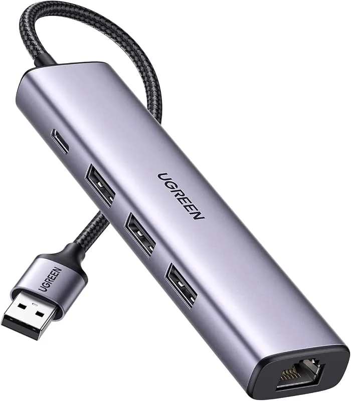 UGREEN USB 3.0 RJ45 Ethernet Adapter Flätad Kabel 1000 Mbps med 3 USB 3.0 Portar USB Hub