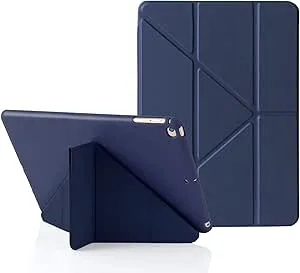 Origami iPad-fodral för iPad 9,7 tum 6:e 2018 och 5:e 2017 Gen, passar även iPad 9,7 tum Air 2013 och Air 2:a 2014, 5-i-1 visningspositioner med flera vinklar, slätt silikonskydd och mjuk TPU-baksida