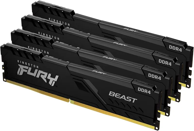 Kingston FURY Beast 128GB (4x32GB) 3200MHz DDR4 CL16 skrivbordsminnesats med 4 KF432C16BBK4/128