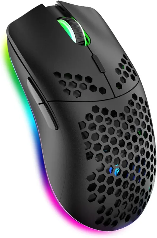 Trådlös spelmus med vaxkakeskal, 11 RGB-bakgrundsbelyst Chroma, 3 400 DPI, 6 programmerade knappar, USB-mottagare, energ