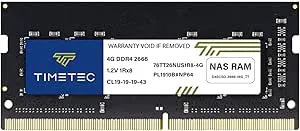 Timetec DDR4-2666 4GB ersättning för Synology D4NESO-2666-4G Ingen ECC, obuffrad SODIMM (kompatibel med RS820RP +, RS820 +, DS920 +, DS720 +, DS420 +, DS220 +)