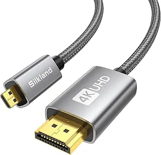 Silkland Micro HDMI to HDMI Kabel 2M, 4K@60Hz, Micro HDMI-Kabel stöder Ethernet, 3D, HDR och ARC, Kompatibel med GoPro Hero 9/8/7/6/5, Raspberry Pi 5