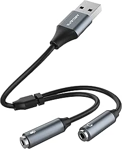 ANDAPA USB Extern Ljudkort med 3,5 mm-anslutning
