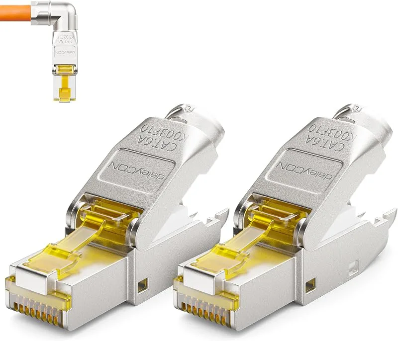 deleyCON 2x Cat 6a Nätverkskontakt 90° Vinkel