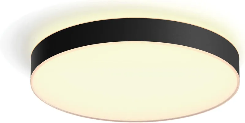 Philips Hue Enrave extra stor svart (inkluderar Hue Dimmer Switch): takplafond, Philips Hue White Ambiance, 48W, 2200-6500 kelvin, Zigbee & BT, röststyrning via Amazon Alexa, Google Home, Siri