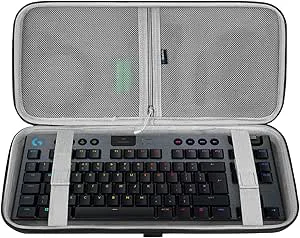 Geekria Tenkeyless TKL-tangentbordsfodral, reseväska med hårt skal för 80% kompakt dator med 87 tangenter Mekaniskt spel Trådlöst bärbart tangentbord, kompatibelt med Logitech G Pro G915 TKL