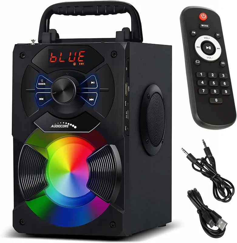 Audiocore AC730 Bärbar Bluetooth-Högtalare Trådlös 11W Uteffekt/Radio/SD/MMC/Aux-in/USB/Belysning/Fjärrkontroll/Mikrofonanslutning/Handtag/Telefonhållare