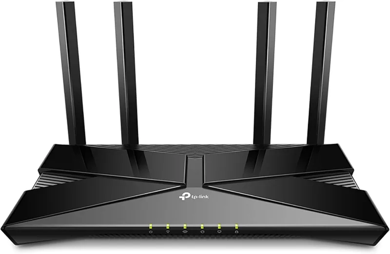 TP-Link Archer AX23 AX1800 dubbla band Wi-Fi 6 router (1201 Mbit/s 5 GHz, 574 Mbit/s 2,4 GHz, 4 x Gigabit LAN-portar, WPA3, HomeCare, Tether APP), stöder inte DSL-funktion