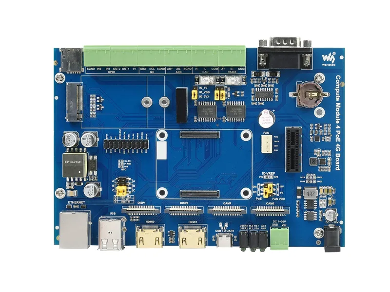 Waveshare Compute Module 4 industriellt IoT-bärkort för Raspberry Pi CM4