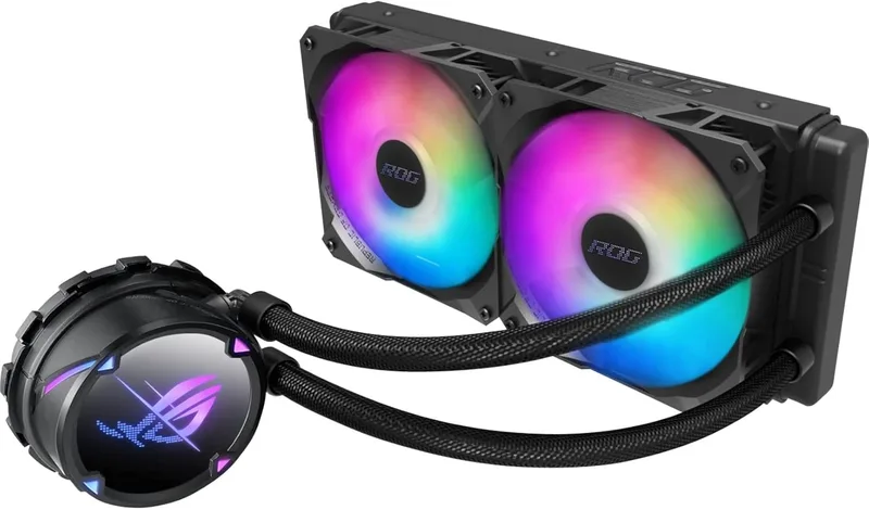 ASUS ROG Strix LC II 240 ARGB allt-i-ett AIO flytande CPU-kylare 240 mm radiator, Intel LGA1700, 115x/2066 och AMD AM4/TR4-stöd, 2 x 120 mm 4-stifts PWM adresserbara RGB radiatorfläktar