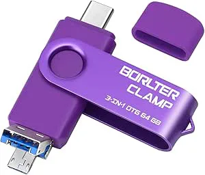 BORLTER CLAMP 64 GB USB-minne 3-i-1 för Android-mobiltelefoner