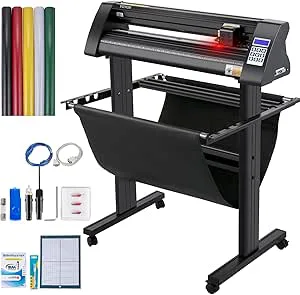 VEVOR Vinyl skärplotter Max. Pappermatare 720 mm, folieplotter skärkraft 500 g, plotterskärare med optiskt öga, signnmaster-programvara, stegmotor, plotter halvautomatisk med stativ