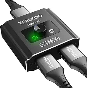 HDMI-omkopplare 4K@60Hz,Aluminium HDMI-splitter dubbelriktad 1 i 2 ut eller 2-i-1 utgång Stöd HDR 4K 3D 1080P HDCP 2.2, HDMI Switcher för PS4/PS3 Blu-ray FireStick Xbox DVD-spelare Projektor