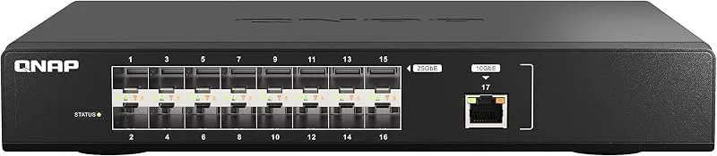 QNAP QSW-M5216-1T Ultra-höghastighets 25 GbE-fiberhanterad omkopplare med 10 GbE-anslutning för bakbensnätverk